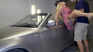fucking hot blonde over her convertible in doggystyle