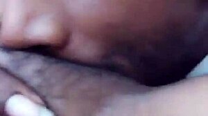 Intense close-up of lesbian pussy sucking and cumshot.