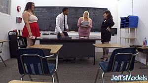 Three Chubby Sluts in Detention Orgy!