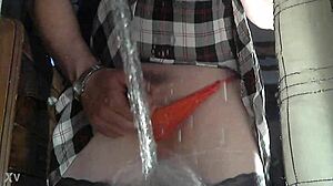 Cd Pissing Session In Mirror Hints At Crossdressing Curiosity