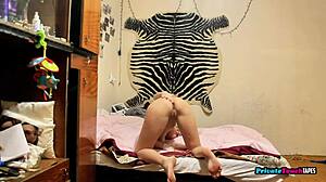 Russian Blonde Girl Masturbates Tight Wet Pussy In Bedroom On Homemade Private Tape.