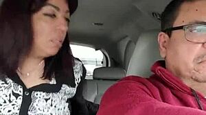 Being fucked by a stranger in our car's backseat. My life partner drives while the outdoor public action unfolds.