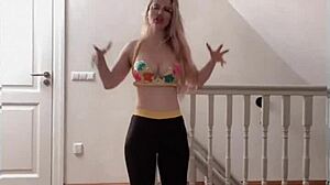 belly dancer with glasses in huge fetish music performance