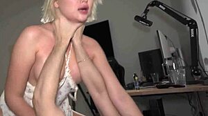 Blonde College Girl In Threesome Deepthroats Huge Cock Before Rough Riding And Cum In Mouth