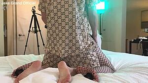 the rapper encounters a blonde ts and they engage in intense fucking together