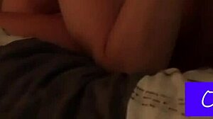 Anna and sam in homemade first time bedroom blowjob with glasses.