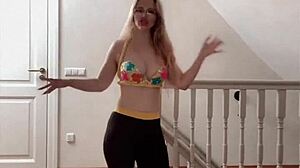 belly dancer with glasses in huge fetish music performance