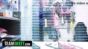 hey security guard, you caught me shoplifting, now stuff my tight little pussy with your big cock rough doggystyle in the garage until facial cumshot