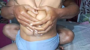 I adore massaging my hot Indian desi bhabhi's big boobs with oil, feeling her chubby curves and hairy charm.