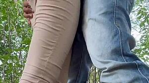 Weekend thrill: Fucking the neighbor outdoors in the woods!