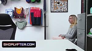 tiny young blonde teen thief paisley bennett caught and handled by big security guard