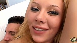 Blonde Whore Gets Anal Busted in Gangbang with Cum Eating and Double Penetration