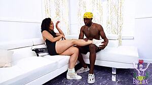 Asian milf bent over for big black cock doggystyle cum with barefoot fetish