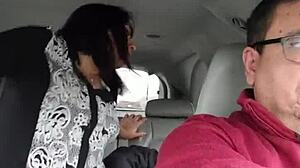 Being fucked by a stranger in our car's backseat. My life partner drives while the outdoor public action unfolds.