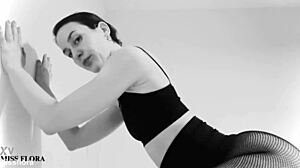 Fishnet Tights Tease Ass and Feet in Black and White