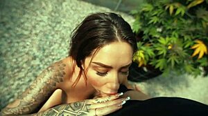 Hot outdoor blowjob with Sara Blonde