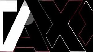 I got blindfolded as brunette and surprised with hardcore threesome cumshot on tits.