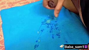 Amateur masturbates missing her wet pussy leading to a huge cumshot in homemade solo session.