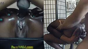 Amateur Ebony Teen in Fishnets Takes Big Black Cock for Anal Creampie. Gaping Asshole Drips with Orgasm in Ghetto Spreading Action.