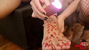 Sess�o de bdsm with chubby goth latina sub feeling intense humiliation and passion. Whips and candles drive her wild in bedroom domination.