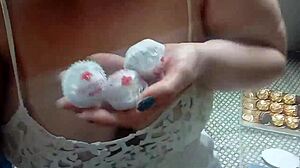 oh, i'm loving this sexy masturbation with chocolates in my lingerie, ginger paris style