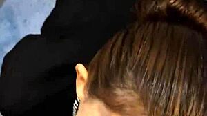 I've got a bit more time to fuck in bathroom with european brunette