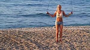 my lady's breasts bounce softly while she stays clothed without any nudity