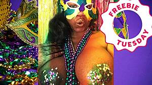 Porn Star Jessica Grabbit Flashes Big Natural Tits At Mardi Gras With Ebony Babe