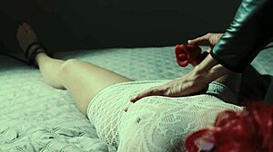 He Binds Hands And Feet Then Licks Shaved Pussy With Vibrator Until Wet Orgasm Hits