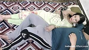 indian stepsister watches porn on mobile. stepbrother fucks her hard with hindi audio.
