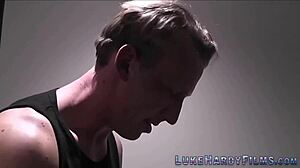 Slender inked British brunette rides big cock with blowjob and handjob.