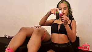 Sess�o de bdsm with chubby goth latina sub feeling intense humiliation and passion. Whips and candles drive her wild in bedroom domination.