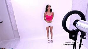 Tiny brunette model fucked hard