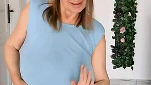 busty braless gilf mariaolds dances sporty strip