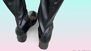 Miniskirt Boots and Polka Dot Panties in Outdoor Masturbation