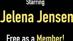 Jelena Jensen teases with big natural tits and big pussy lips in lingerie. She masturbates solo, showing clit and dirty talk for mature milf fans.