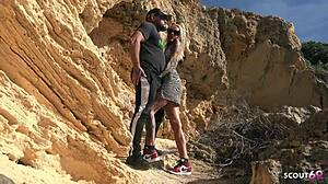 German fit mature wife sophie logan with big tits and full inked at risky cheating fuck at public beach