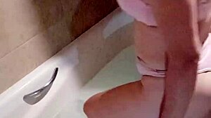 i find my girlfriend's friend naked in the bathtub and cheat with her big natural tits and wet pussy in doggystyle lingerie