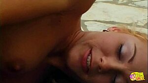 Lesbian pinches big nipples hard until orgasm hits during outdoor toy play