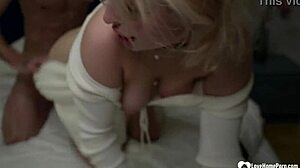 this blindfolded blonde rides and takes hard cock in doggystyle spanking fetish action