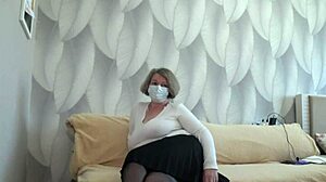 Wet holes for cuckold mature wife with big ass and saggy tits masturbating anal with dildo and dirty talk while husband watches homemade.