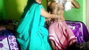 In this bangladeshi scene, the father-in-law gives his daughter-in-law an oil massage. It quickly turns into hardcore doggystyle fucking.