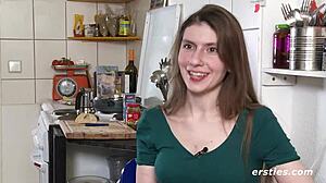 Passionate German Beauty Plays Tenderly with Her Smooth Shaved Pussy