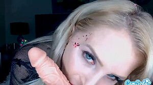 how does camsoda alix lynx reach orgasm with blonde dildo blowjob and shaved masturbation?