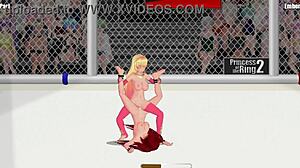 プリンセスオブザリング２　パリvsエンバー in that intense catfight wrestling match with lesbian princess vibes 😏