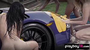 Asian Teen Jade Luv and Blonde Brunette BFFs Slip Out of Tiny Bikinis. Petite Czech European Girls Show Skinny Bodies and Small Tits.