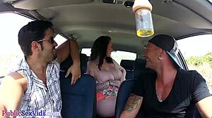 Busty Brit Publicly Blows Cock Before Outdoor Sex