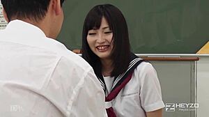 Can You Believe This Japanese Massage? Camp Gal Gets Soaked in Lotion for Sloppy Handjob Action!