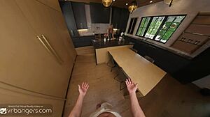 vr hot stepmom in glasses takes huge cock in ass and fucks hard with cum on ass