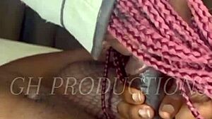 Real african couple enjoys hot foreplay with handjobs and massages on her petite body